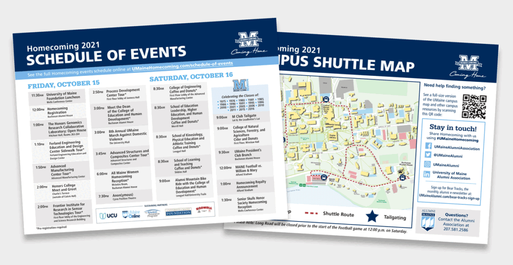 Maine Virtual Homecoming printed schedule